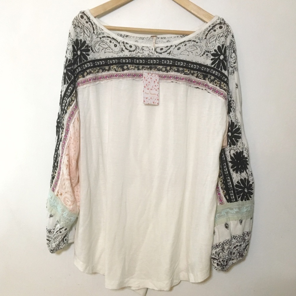 Free People mixed pattern boho top